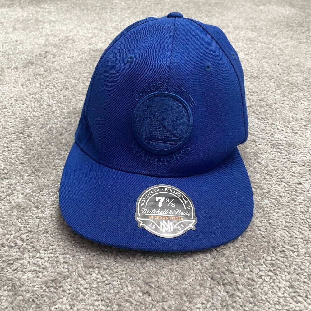 Michell & Ness NBA Golden States Fitted Cap Hat Mens 7 3/8 Blue Embroidered
